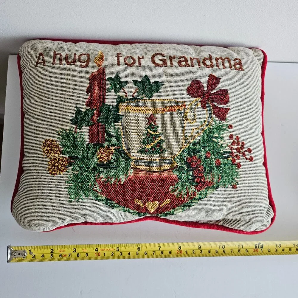 Tapestry Holiday pillow grandma's gift Embroidered Christmas Festive cushion